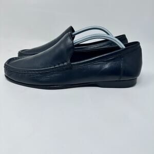 Cole Haan Men Black Leather Moc Loafer Shoe Size 10 Slip On Dress Shoe C08132